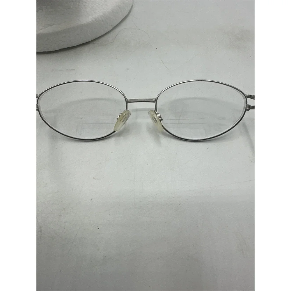 Oval Eyeglasses Frames Silver Tone Metal Full Rim Modern Stephanie Silver
